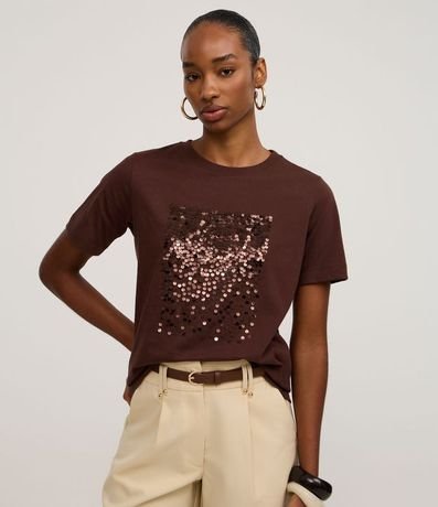 Blusa en Algodón con Bloque de Lentejuelas