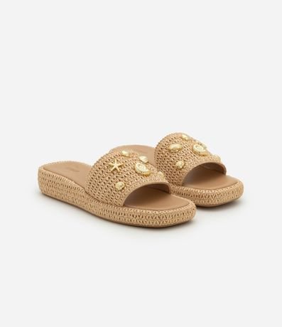 Sandalia Plana Flatform con Textura Trenzada y Colgantes Fondo del Mar 2