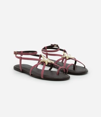 Sandalia Plana en Gamuza con Tiras Finas y Colgante Estrella del Mar 2