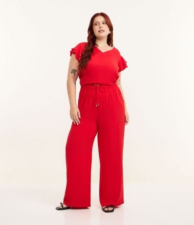 Pantalón Pantalona en Crepé con Cintura Elástica Curve & Plus Size
