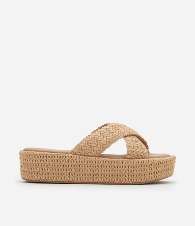 Sandalia Flatform en PU Tresse con Tira Cruzada