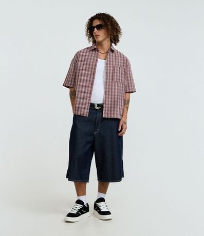 Camisa Oversized en Tricolina con Estampa de Cuadros 2