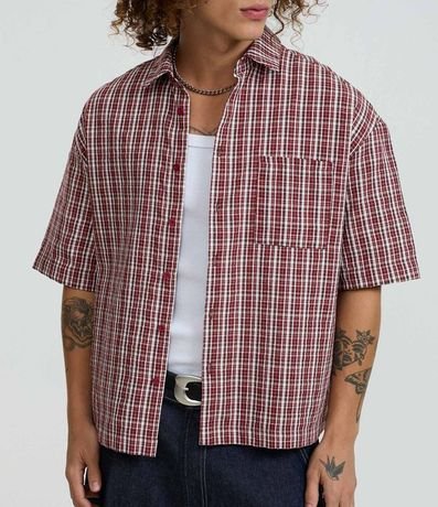 Camisa Oversized en Tricolina con Estampa de Cuadros 3