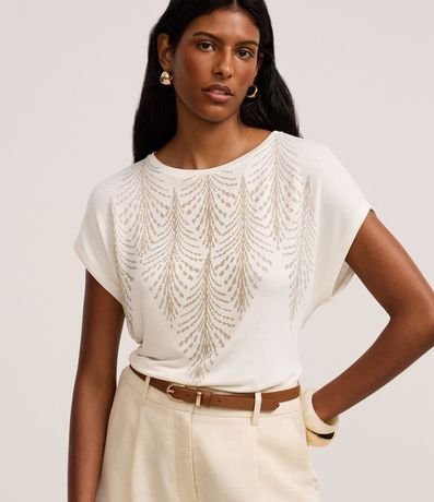 Blusa en Viscosa con Cuello Redondo y Glitter