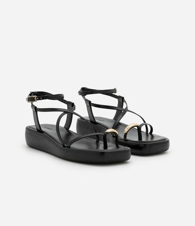 Sandalia Plana Flatform en PU con Dedal de Metal 3