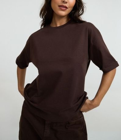 Remera Oversized en Algodón con Manga Dobrada 3