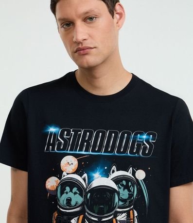 Remera Regular en Algodón con Estampa de Cachorros En Espacio y Lettering Astrodogs 4
