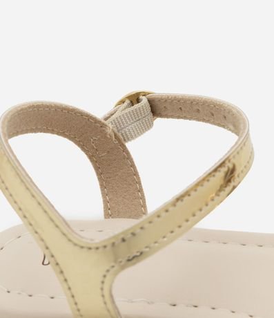 Sandalia Infantil Plana en PU Liso Infantil Plana con Lazo Dorado - Talle 20 al 25 3