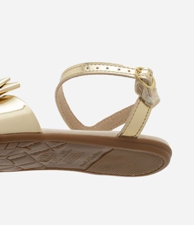 Sandalia Infantil Plana en PU Liso Infantil Plana con Lazo Dorado - Talle 20 al 25 4