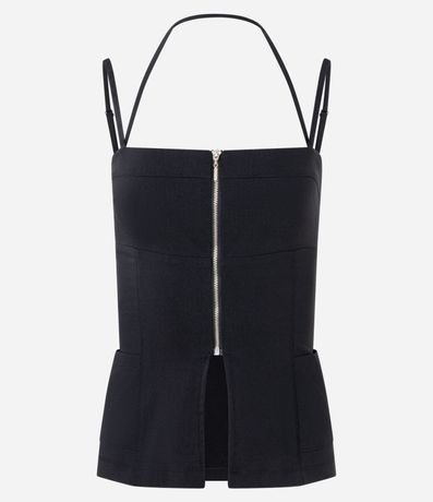 Blusa en Bengalina con Cremallera Delantera y Breteles 4