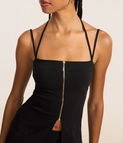 Blusa en Bengalina con Cremallera Delantera y Breteles 3