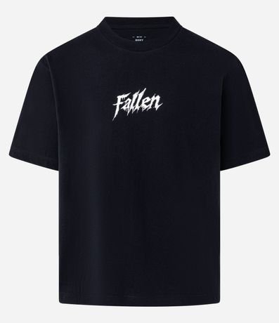 Remera Boxy en Algodón con Estampado de Asas y Lettering Fallen 5