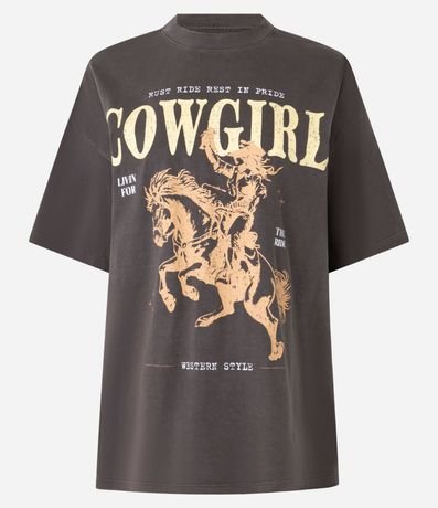 Remera T-shirt en Algodón Desteñido y Estampa de CowGirl 4