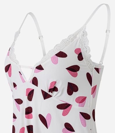 Camisón en Microfibra con Breteles Finos Ajustables y Estampa de Corazón 4