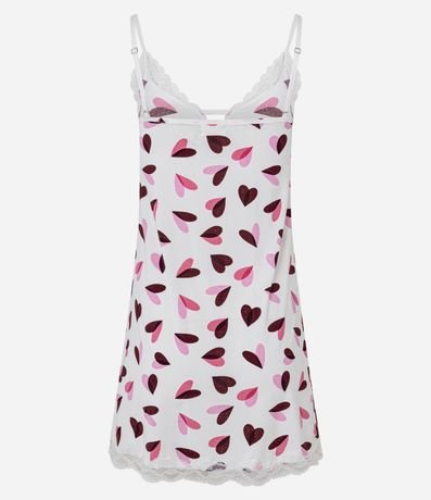 Camisón en Microfibra con Breteles Finos Ajustables y Estampa de Corazón 5