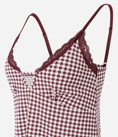Camisón de Bretel Fino en Poliamida con Estampa de Cuadros 5