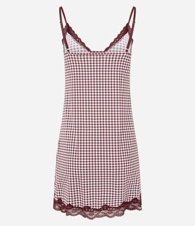Camisón de Bretel Fino en Poliamida con Estampa de Cuadros 6