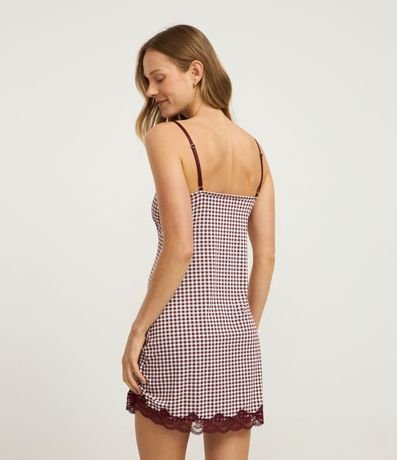 Camisón de Bretel Fino en Poliamida con Estampa de Cuadros 3