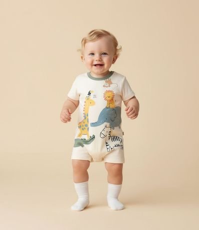 Enterito Infantil con Estampa Animales - Talle 0 a 18 meses