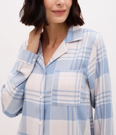 Camisón Americana en Franela de Cuadros y Manga Larga 2