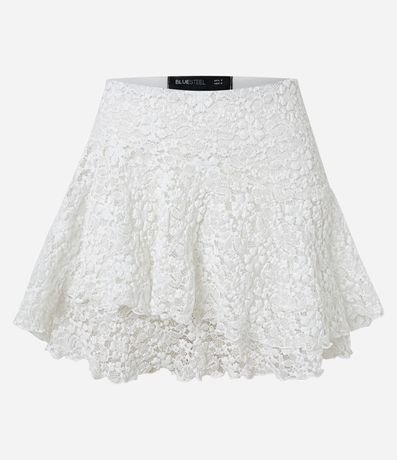 Pollera Corta en Encaje con Volado Asimétrico 5