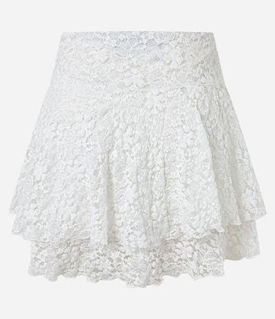 Pollera Corta en Encaje con Volado Asimétrico 7