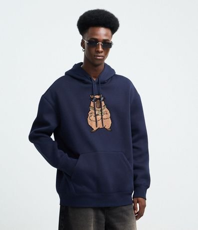 Algodón con Capucha y Estampa de Carpincho Bad Ass