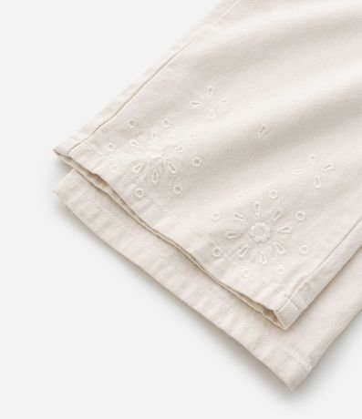 Pantalón Infantil Wide Leg en Sarga con Broderie en la Bajo - Tam  7 a 14 años 4