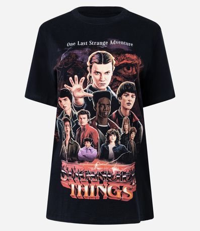 Remera Regular en Algodón con Estampa Stranger Things 4