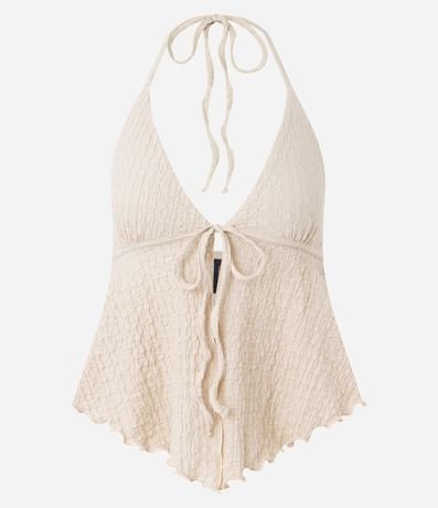 Blusa Frente Única Texturizada con Lazo y Bajo Nube 6