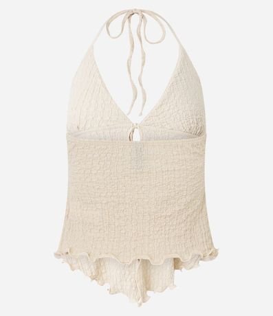 Blusa Frente Única Texturizada con Lazo y Bajo Nube 8