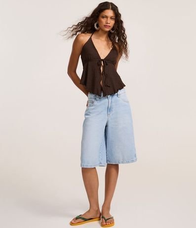 Blusa Frente Única Texturizada con Lazo y Bajo Nube 2