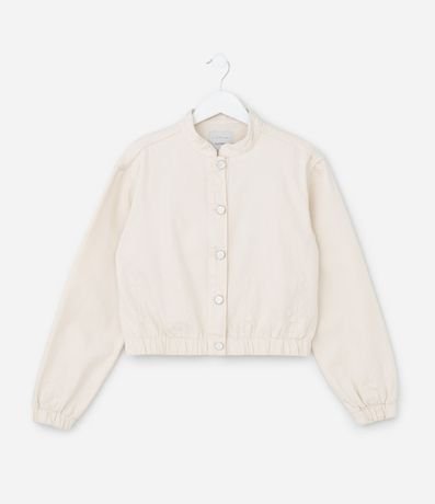 Campera Infantil Bomber en Sarga con Bordado Broderie - Talle 7 a 14 años