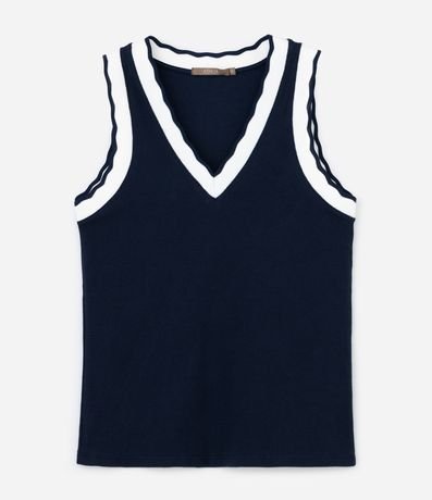 Blusa Musculosa en Ribana con Cuello V en Retilínea Curve & Plus Size 5