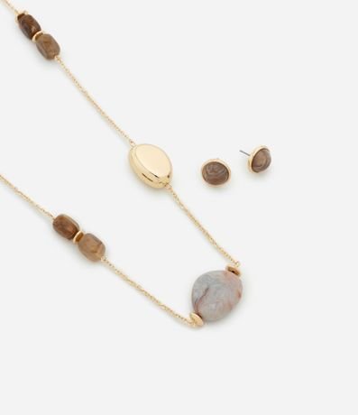 Conjunto de Maxi Collar Asimétrico y Caravanas Botón