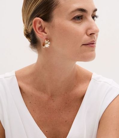 Kit 03 Argollas Metalizadas con Nácar y Strass 4