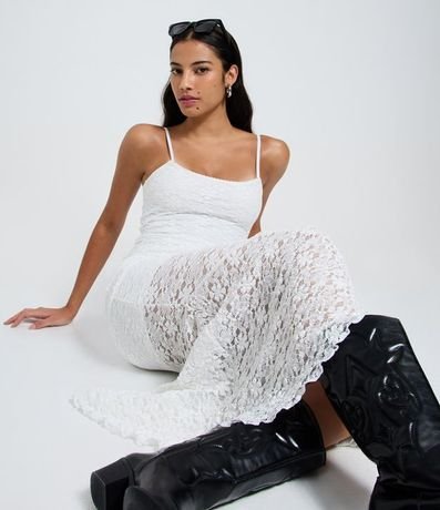 Vestido New Midi en Encaje con Bretel Fino