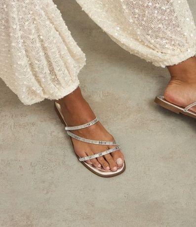 Sandalia Plana con Tiras Finas y Espejitos 5