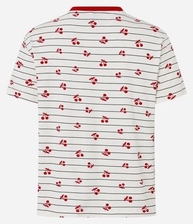 Blusa de Pijama en Viscosa Rayada con Cerezas 5