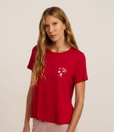 Blusa de Pijama en Viscosa con Estampado de Cereza
