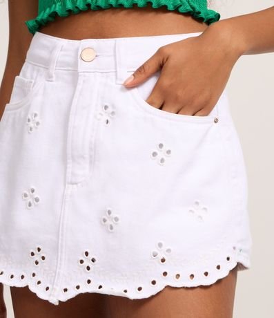Short Pollera en Jeans con Bajo Nube y Bordado Cutout 4