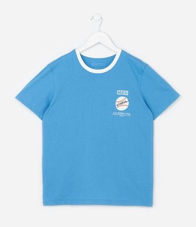 Remera Infantil Regular con Estampa de Baseball - Talle 5 a14 años