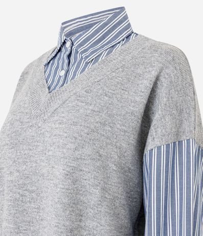 Camisa Alargada con Chaleco en Punto Sobrepuesto 5