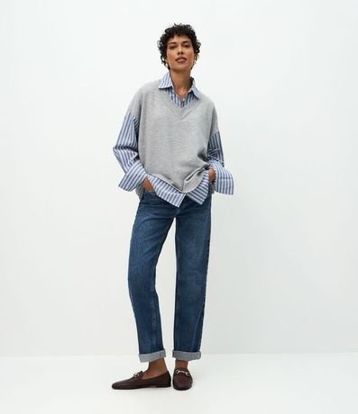 Camisa Alargada con Chaleco en Punto Sobrepuesto 2