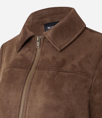 Campera en Gamuza con Cuello de Solapa y Bolsillo Lateral 2