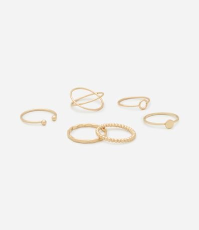 Kit 06 Anillos en Metal con Formatos Delicados y Diversos 3