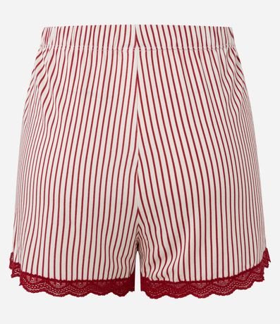 Short de Pijama en Viscosa Rayada con Botones y Encaje 6