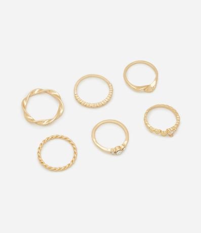 Kit 06 Anillos en Metal con Detalles en Strass