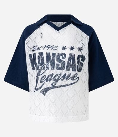 Remera College en Encaje con Sisa Raglan y Estampa Kansas 1