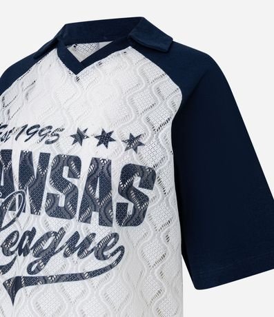 Remera College en Encaje con Sisa Raglan y Estampa Kansas 2